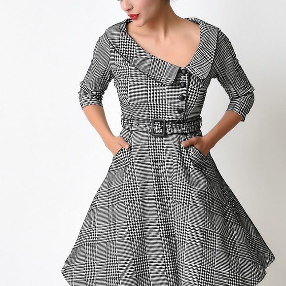 Voodoo Vixen Dresses & Skirts - Voodoo Vixen Houndstooth Tiger Lily Swing Dress